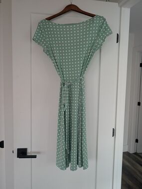 Women's Mint Green Printed Tie-Waist Dress